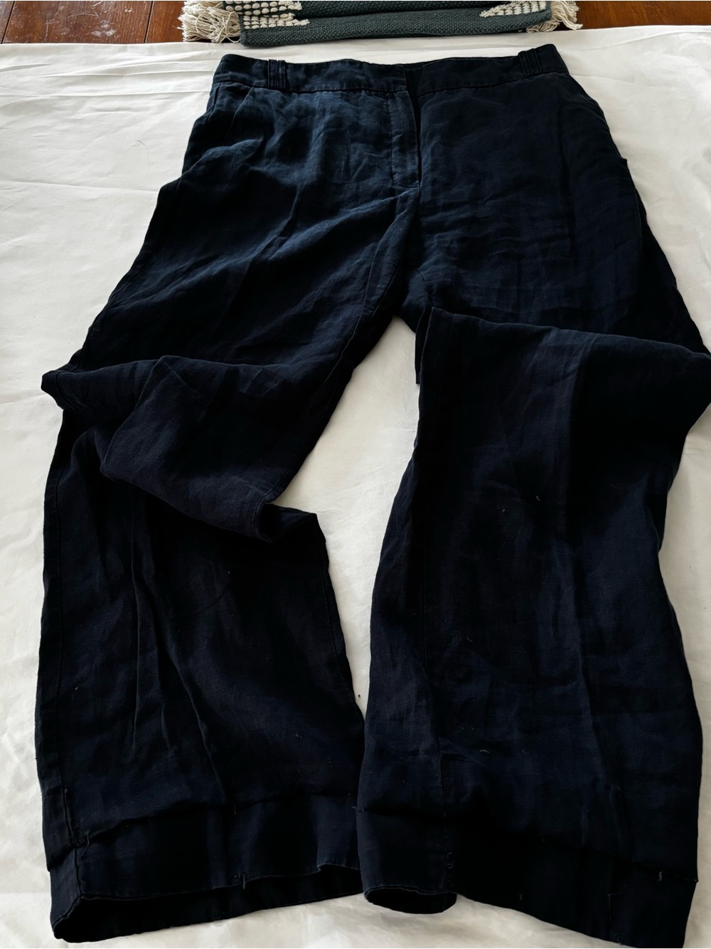 Mango Women's Black Wide-Leg Linen Trousers